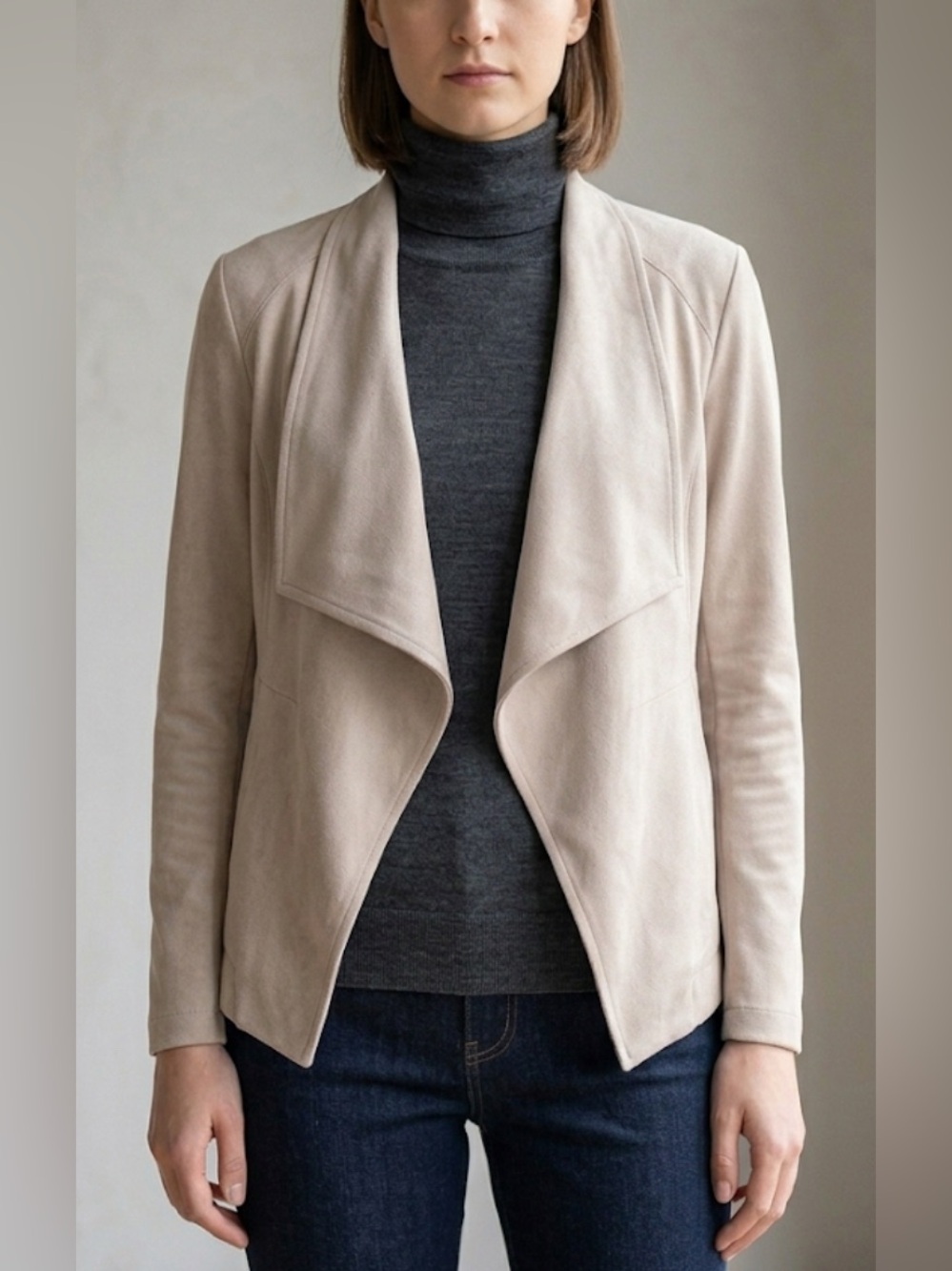 BB Dakota Stitch Faux Suede Waterfall Jacket